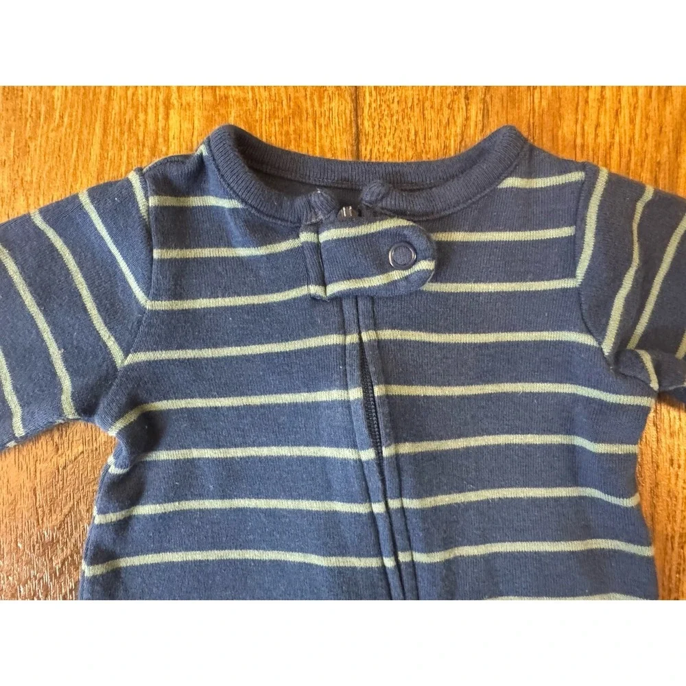 Carters Preemie Baby Boy Sleeper Striped Outfit Romper Blue Cotton Reborn Doll 3